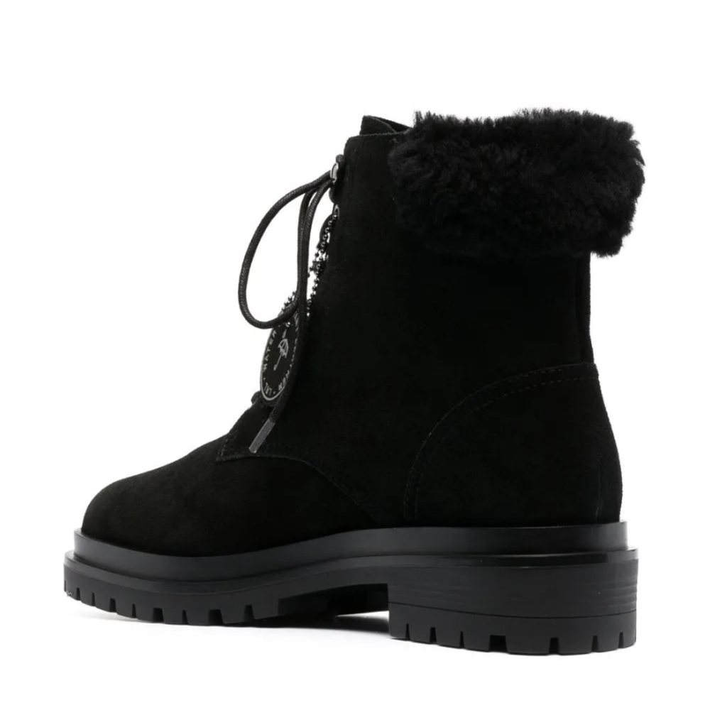 Ralph Lauren  Carlee Booties  Black Suede Curly Shrlng Size 10